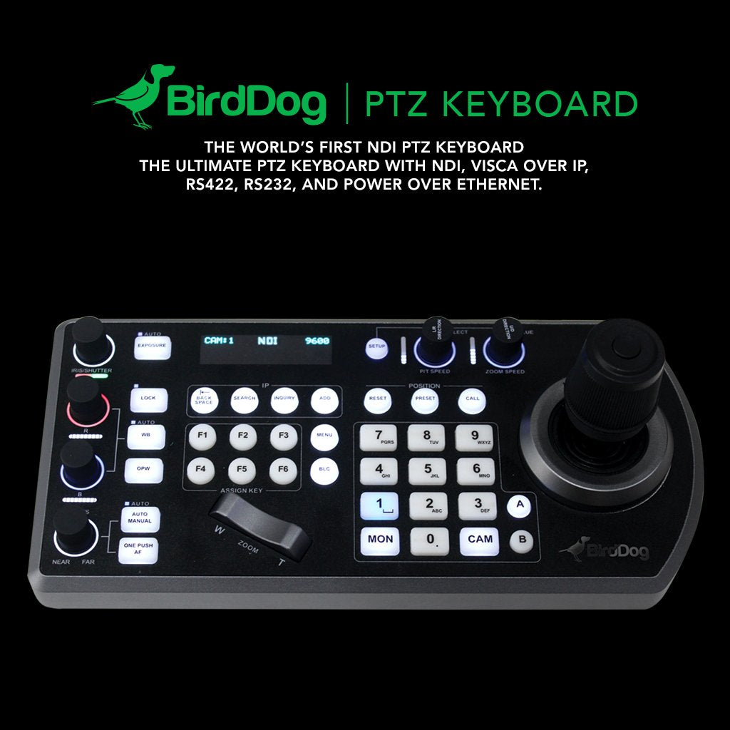 PTZ Keyboard controller for Birddog NDI Cameras Comms Compatible
